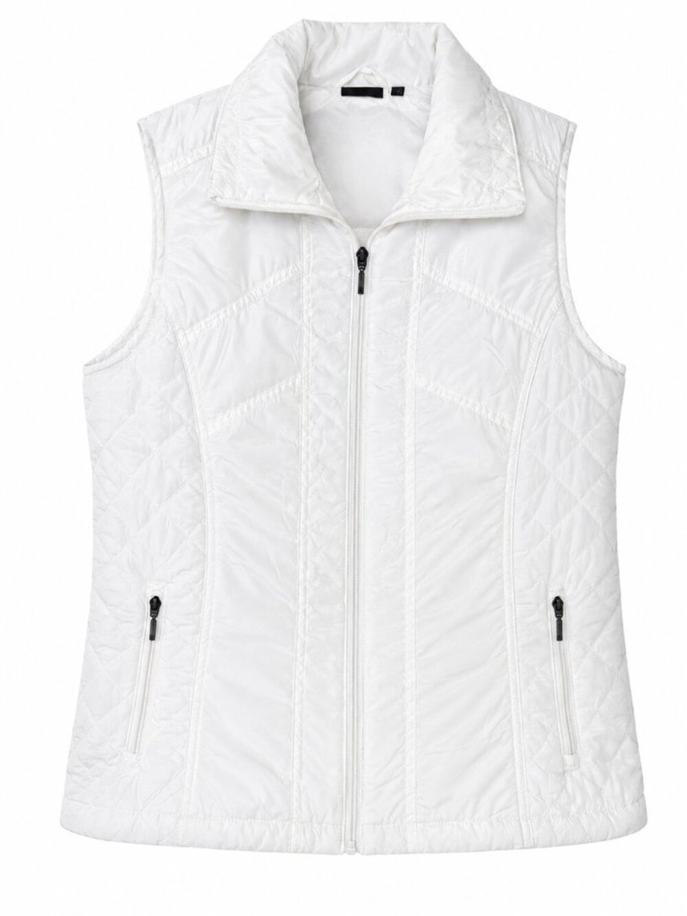 George Classics Women's Vest Size M Off White Lightweight Quilted Zip Pockets
